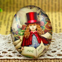 Новая мода 2 шт 30x40 мм ручной работы фото стеклянные кабошоны(красная шляпа леди)(I3-08