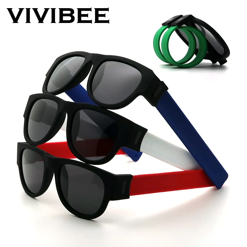 Women's Glasses VIVIBEE Novelty Mirror Men Polarized Folding Sunglasses New Arrival Slap Sport Foldable Wristband Shades 2022 Trend Product best sunglasses for big nose