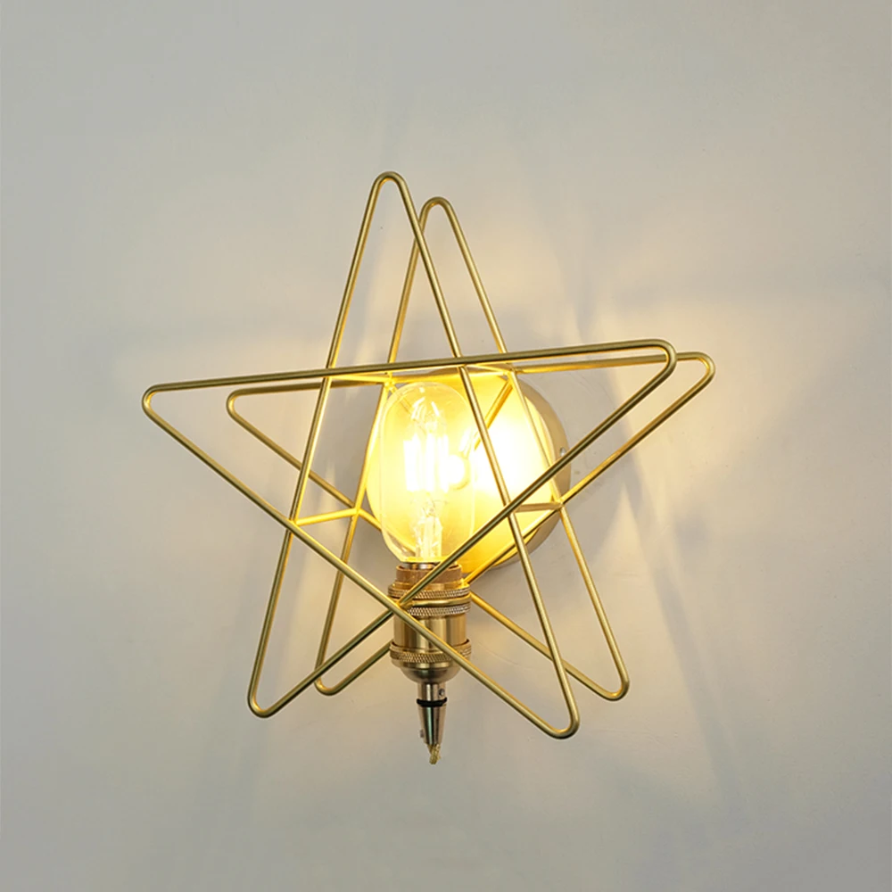 

Zerouno Copper Star Wall Light Creative Modern Room Loft Deco Led Wall Lamp E27 220V 4W Led Light Bulb Bedroom wall nightlights