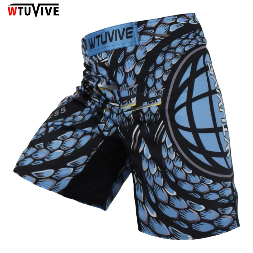 

WTUVIVE MMA New Boxing Snake Blue Boxing Muay Thai Shorts Contest Training Shorts Boxing Ping Pants muay thai boxing shorts