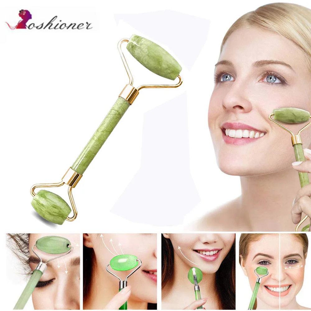 

Portable Double Head Facial Roller Massager Jade Face Slimming Skin Roller Body Head Neck Massage Tools