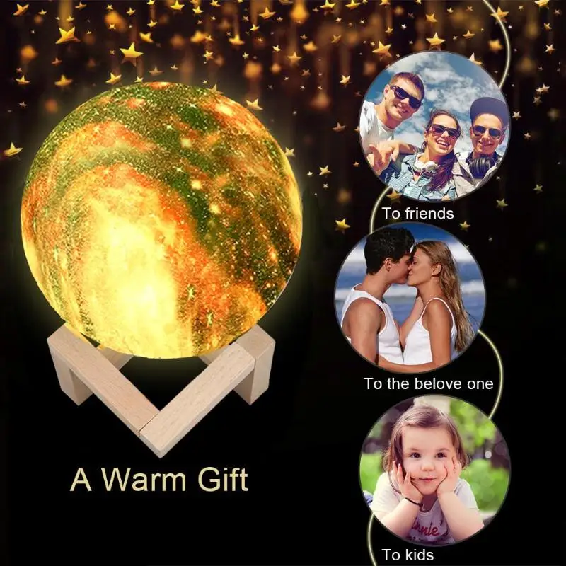  16 Colors Star Moon Lamp 3D Print Colorful Change Touch Home Decor Creative Gift Usb Led Night Ligh - 33034212318