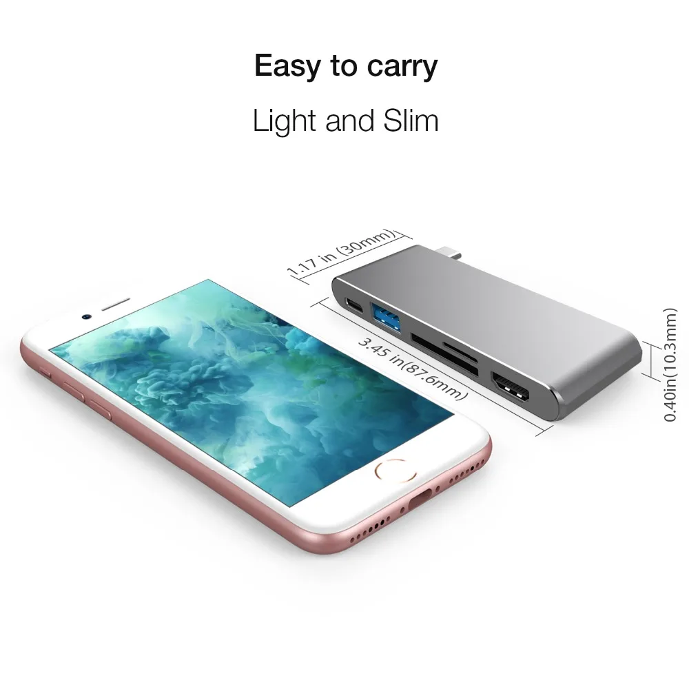 JZYuan USB C концентратор HDMI 4K видео 3 0 SD TF кардридер с зарядным портом Type 1 хаб для Macbook
