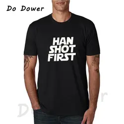 Фильм Звездные войны Хан выстрелил первым с принтом букв Для мужчин s Для мужчин майка футболка мода 2018 новая футболка с короткими рукавами