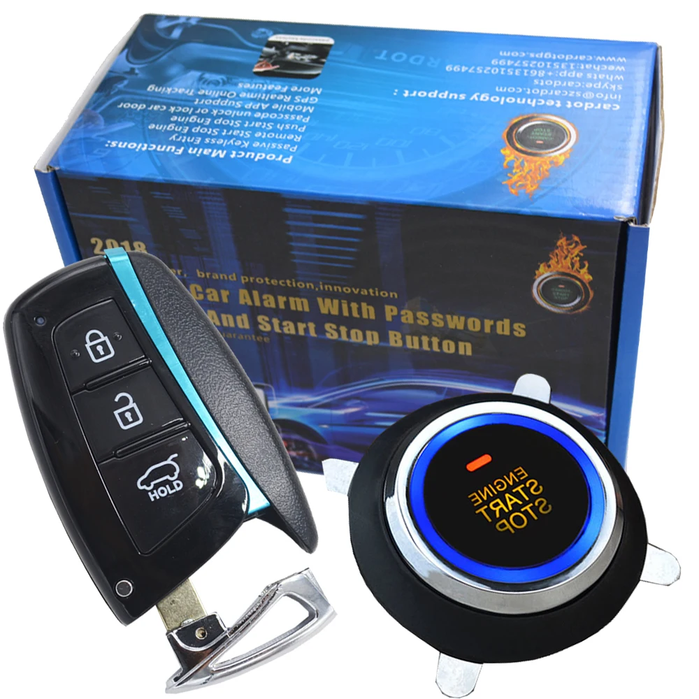 auto start stop ignition button car alarm security device smart key keyless entry rolling code