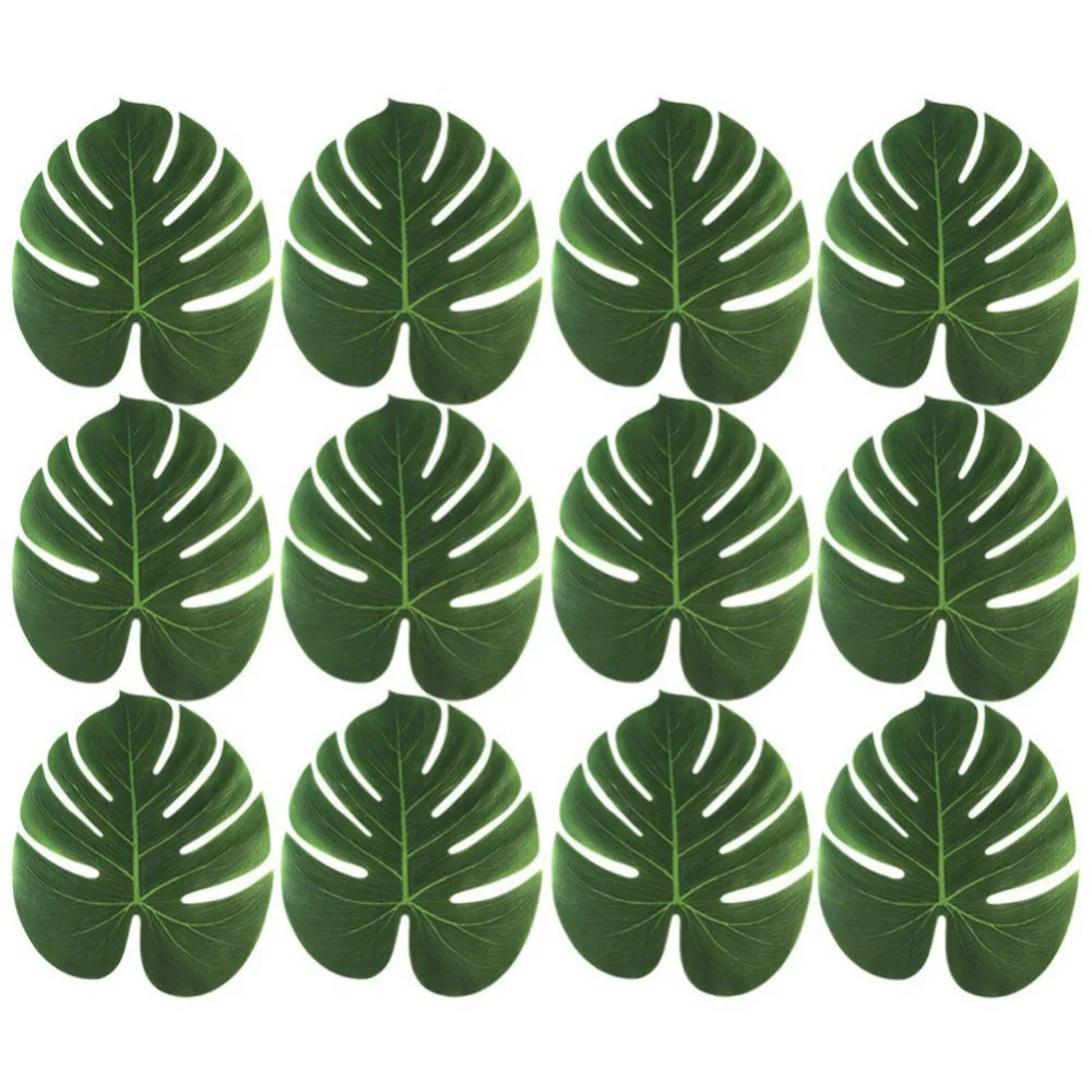 

Silk Cloth 3 Size Artificial Tropical Palm Leaves plant for Hawaii Jungle-Beach Party for home table decorations