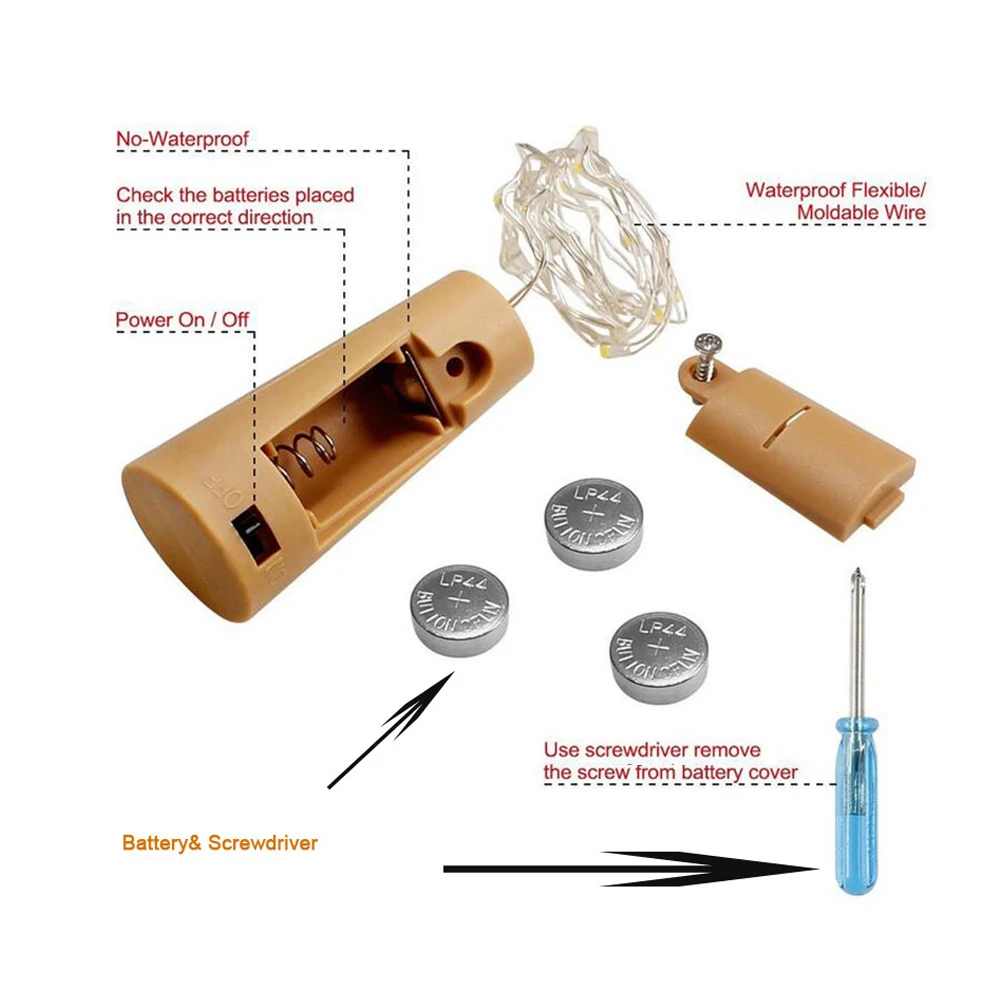 20 светодиодный Корк Форма гирляндой ночник бутылка полосы лампы Батарея работать гирлянды светодиодные огни для фестиваля вечерние украшения