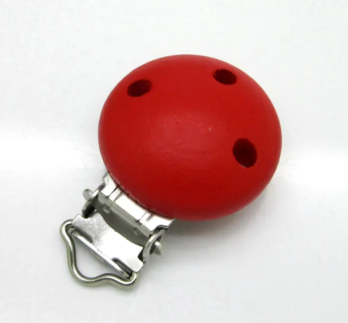 

5Pcs Red Color Metal Wooden Baby Pacifier Clips Solid Color Holders Cute Infant Soother Clasps Holders Accessories Diy Tool