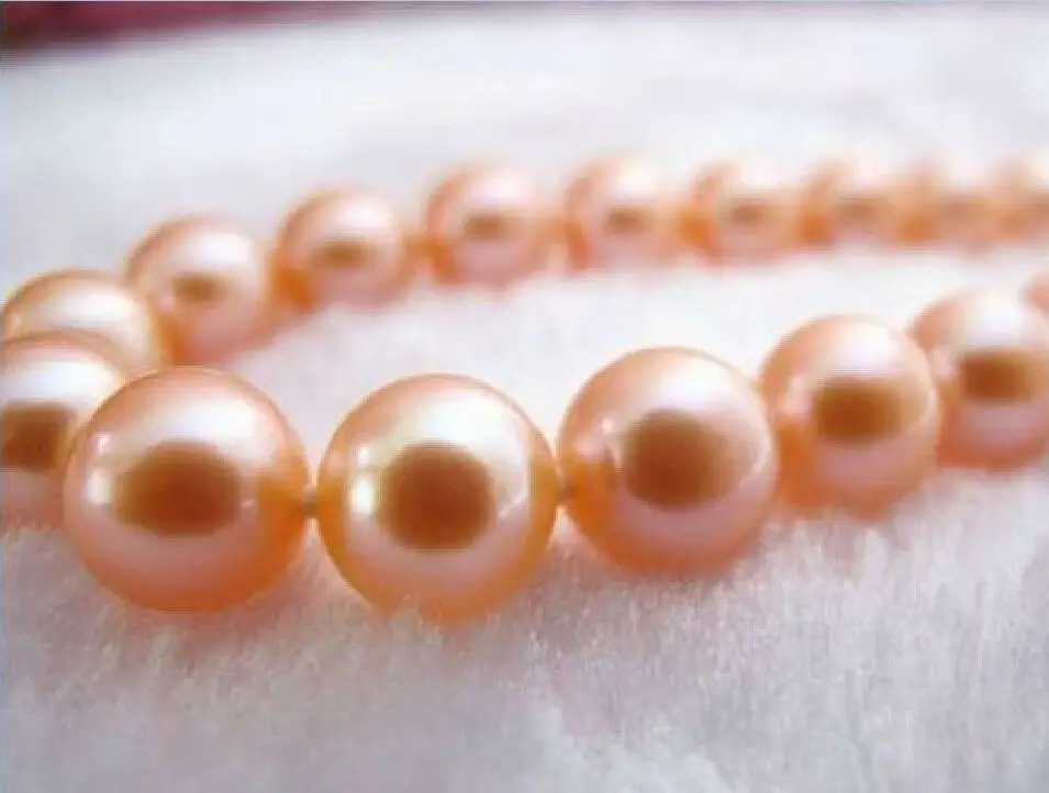 

Hot selling free shipping******* AAA+ 11-12MM ROUND SOUTH SEA PINK PEARL NECKLACE 18 INCH 14KGP YELLOW GOLD CLASP