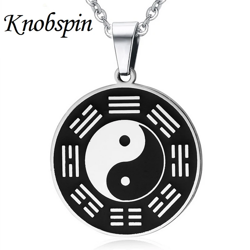 

Stainless Steel Yin Yang Circle Metal Tag Pendant Necklace China Tai Chi Bagua Pendant Lucky Security and Peace Jewelry