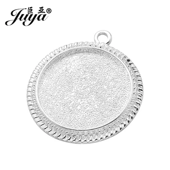 

JUYA High Quality Setting Cabochon 25mm 30mm Women Pendants Cheap Handmade Tray Round Cabochon Base Cameo Setting AD0035