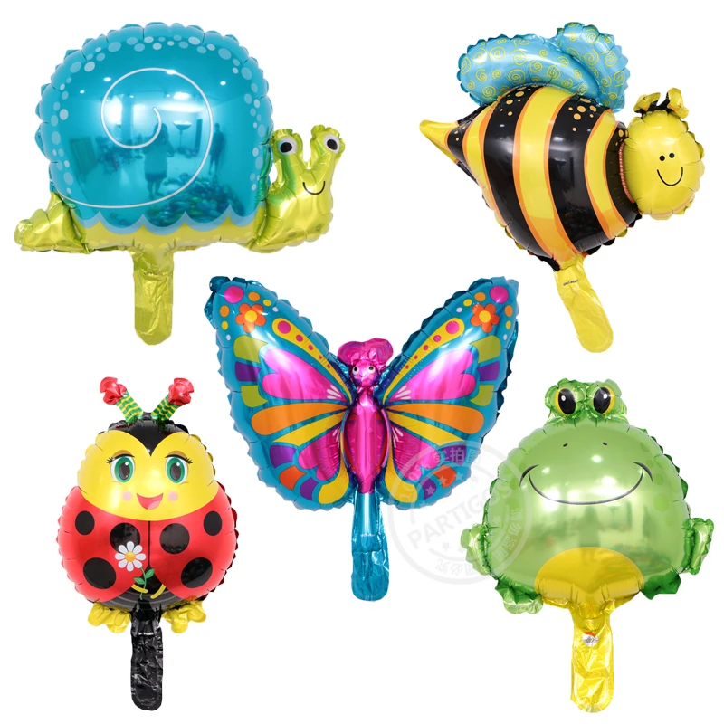 

kuchang 10pcs Mini Bee Butterfly Frog Snails Ladybug Flamingo Sun Helium Foil Balloons Animal theme birthday party suppies Toys