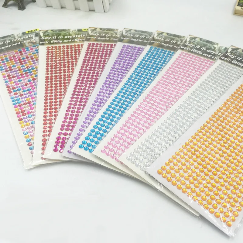 6mm 1 sheet 504 pcs acrylic adhesive crystals motif rhinestones rhinestone stickers sheets