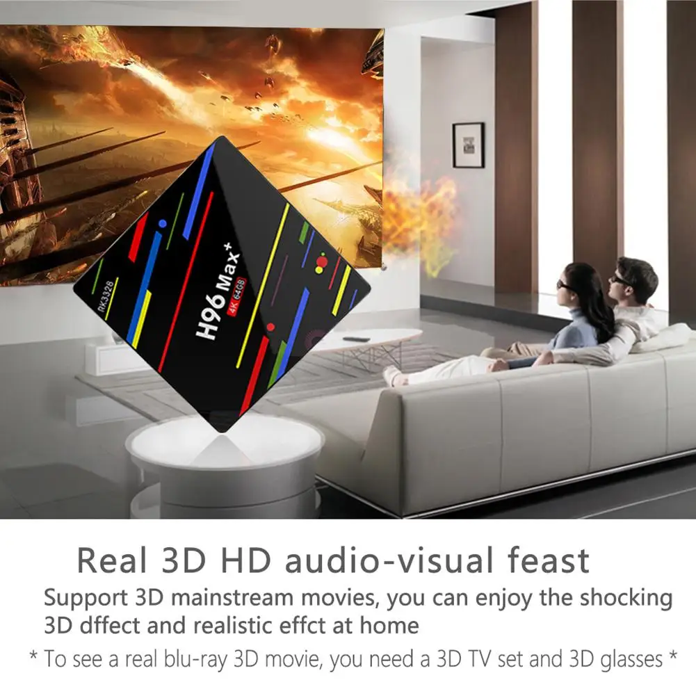 

Fashion 4GB + 64GB USB3.0 Quad Core Smart TV Set Top Box 2.4G/5G WiFi for Android 8.1
