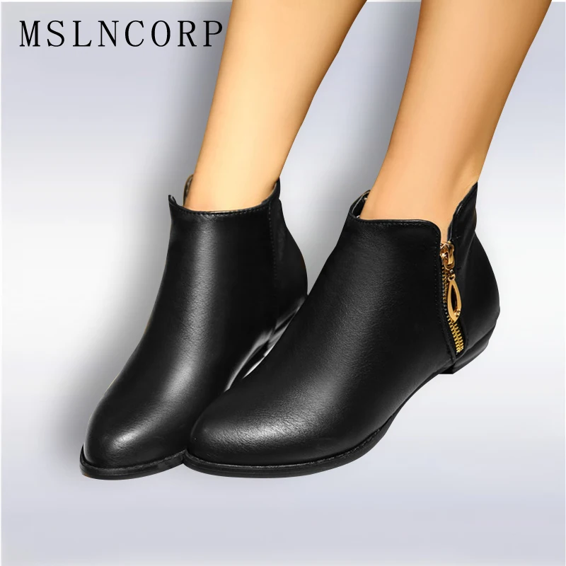 

Big size 34-45 woman martin boots Zipper New autumn winter boots Fashion Heels handmade ankle short boots Boots Casual Shoes
