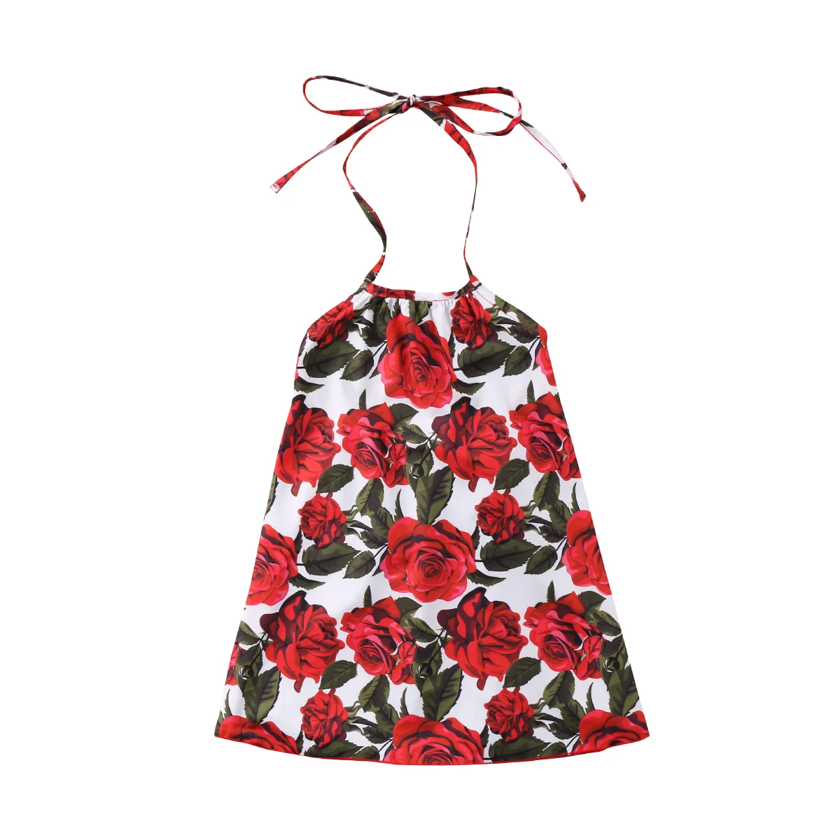 2018 Floral Girls Summer Princess Dress Baby Kids Neck Red Halter Party Pageant Cute Sundress | Детская одежда и обувь