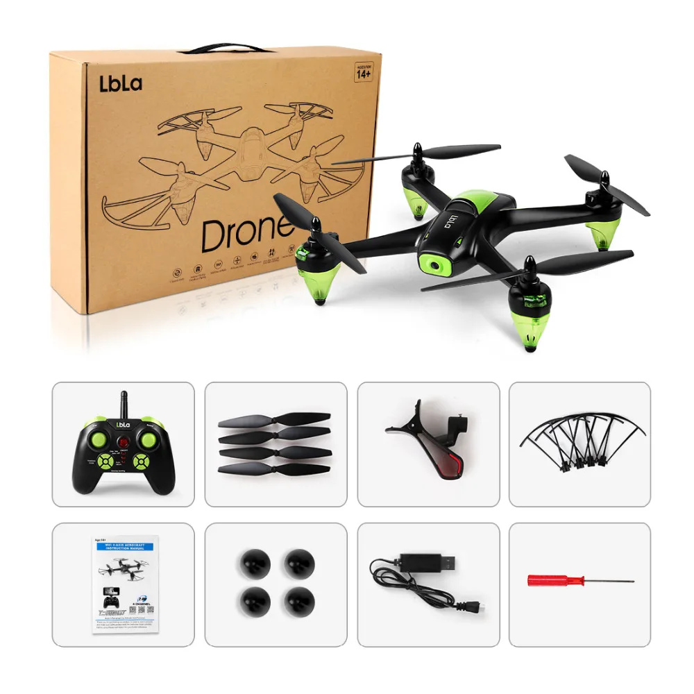 

LBLA RC Helicopters Drone with Camera 720P 2.4GHz 6-Axis Gyro RC Quadcopter WIFI Live Video Headless for Kids Beginner Adults