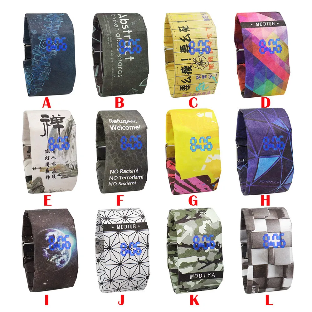 relogio masculino New Creative Paper Watch LED Waterproof Clock Tyvek Paper Strap Digital Watches erkek kol saati