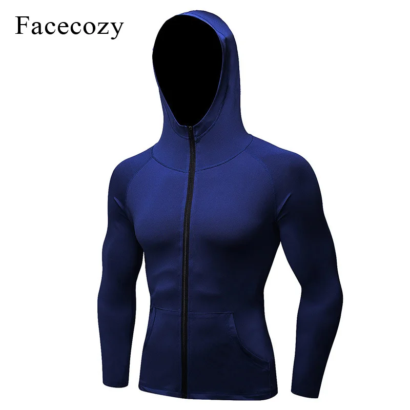 Мужская спортивная куртка Facecozy тренировочная с капюшоном для бега и фитнеса