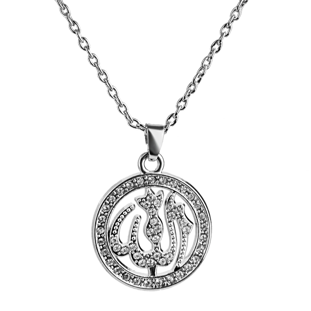 Full Crystal Rhinestone Totem of The islamic religion Pendant Chain