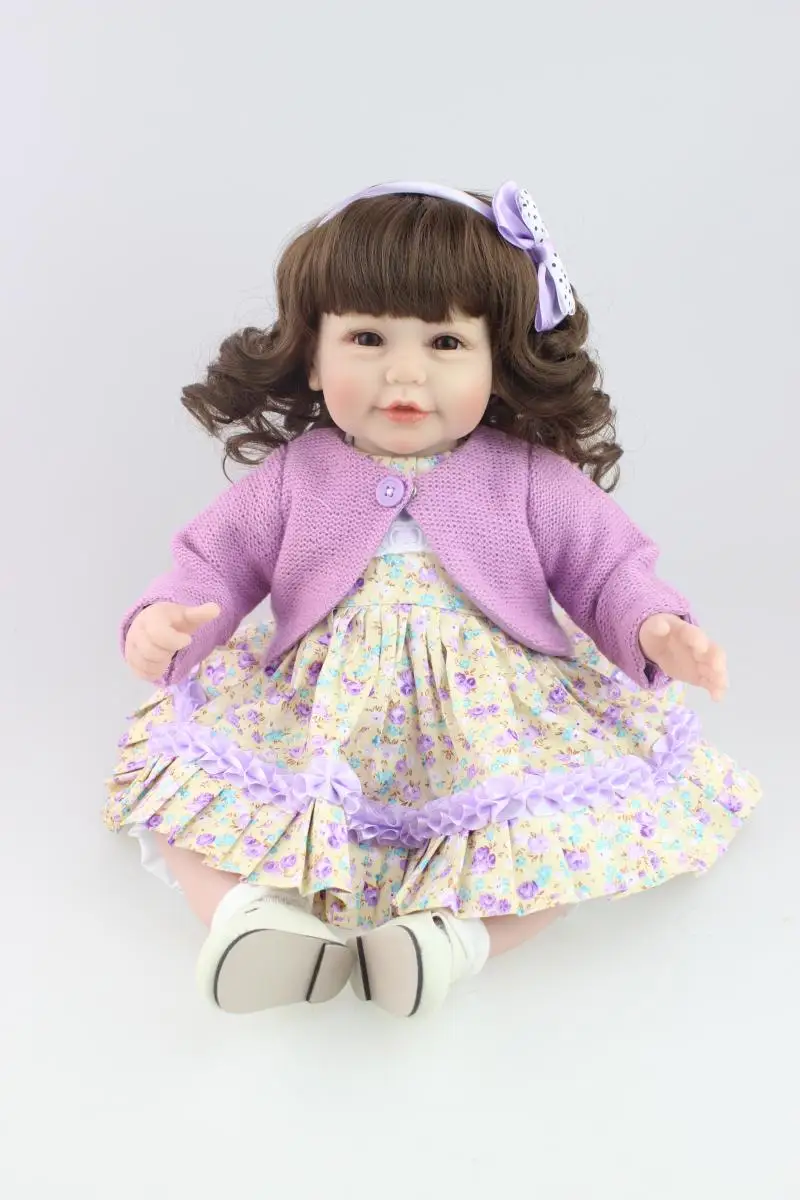 

52cm Silicone reborn baby dolls lifelike accompany sleep curly hair girl reborn babies dolls birthday Christmas gift brinquedos