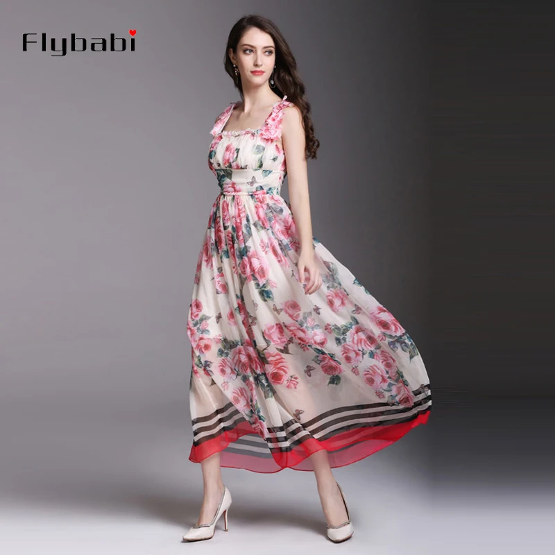 Floral print Spaghetti Strap Spaghetti Strap Elegant dress holiday Mid