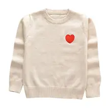 Для маленьких детей; сезон весна-осень, Свитера для детей, детская одежда с принтом в виде сердечек платье принцессы пуловеры для малышей; вязаный свитер для девочек 6 цветов