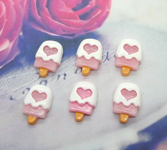 

20Pcs Pink Heart Popsicle Resin Decoration Crafts Letter M Bead Flatback Cabochon Scrapbook DIY Accessories Buttons