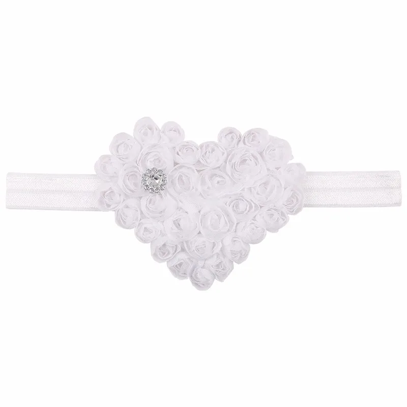 Flower Girls Elastic Headbands Heart Baby Toddler Hairband Christmas Gift Rhinestone Infant Head Band Girl Hair Rings Jewelry (4)