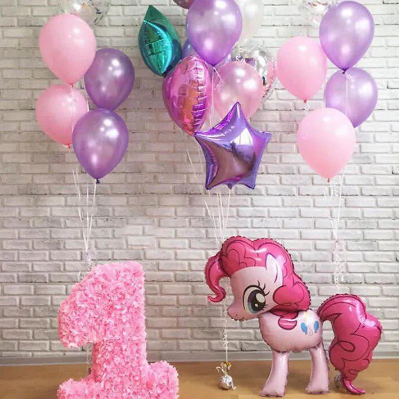 19 шт День рождения украшения Воздушные шары в форме единорога шар из фольги в форме звезды Розовый Фиолетовый Латекс Свадебный шар