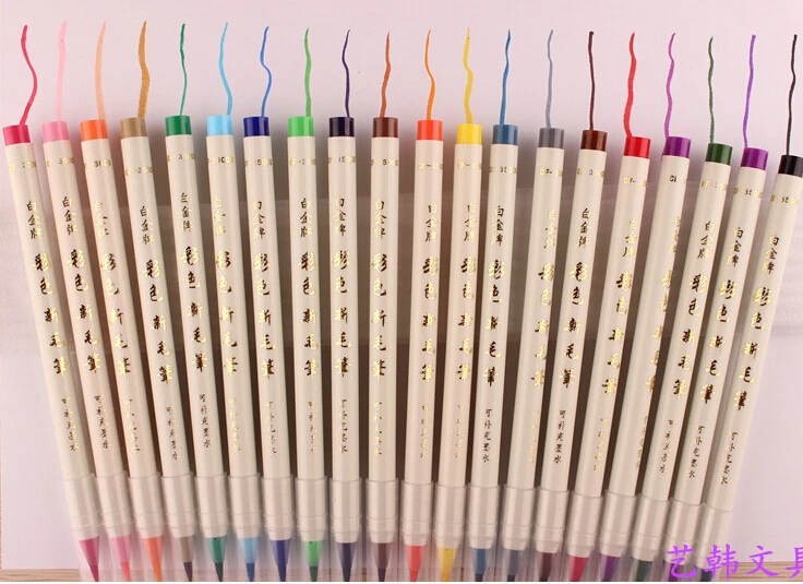 Nuevo 6 unids/lote lápiz pincel de Color de diversidad con pinceles de caligrafía de tinta recargable de Nylon suave caligrafía acuarela pluma pintura Nuevo 6 unids/lote lápiz pincel de Color de diversidad con pinceles de caligrafía de tinta recargable de Nylon suave caligrafía acuarela pluma pintura