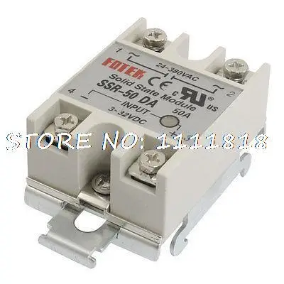 

50A Input DC 3-32V Gray Metal Base Solid State Relay SSR-50DA Output AC 24-380V w DIN Rail Socket