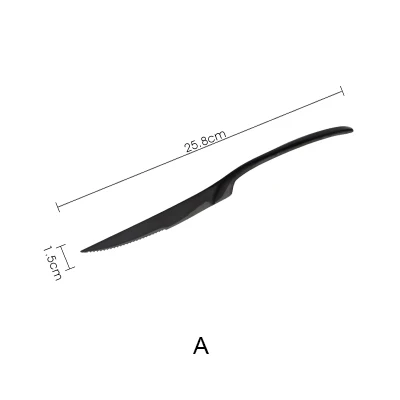 Черное золото толстый набор столовых приборов из нержавеющей стали стильный говяжий нож простая и творческая вилка Европейский салат AKUHOME - Цвет: A