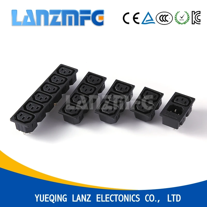 (10 шт./лот) LZ-14-6L IEC 320 C13 Мощность AC оснастки гнездо-в монтажа припой вкладки для ИБП PDU ac разъем