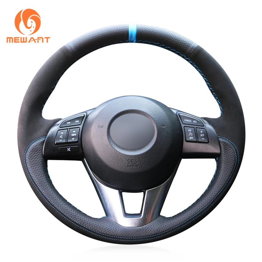 Черный кожаный чехол рулевого колеса автомобиля MEWANT черный замшевый для Mazda 3 Axela 6