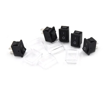 

5Pcs/Lot Black Push Button Mini Switch 6A 250VAC, 10A 125VAC 2Pin Snap-in On/Off Rocker Switch With Waterproof Cover Black