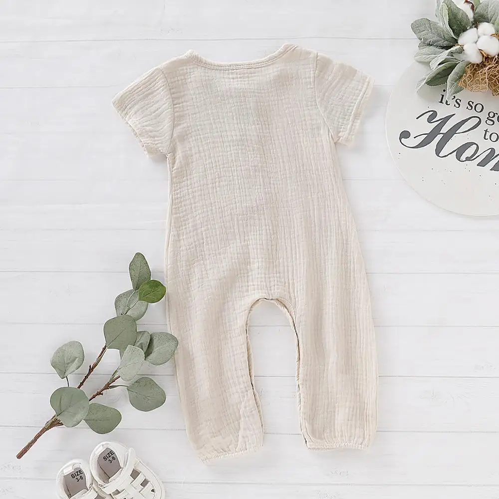 Baby Rompers Clothes Summer Short Sleeve Infantil Bebes Girls Playsuits Candy Color Toddler One Piece Jumpsuits Newborn Overalls