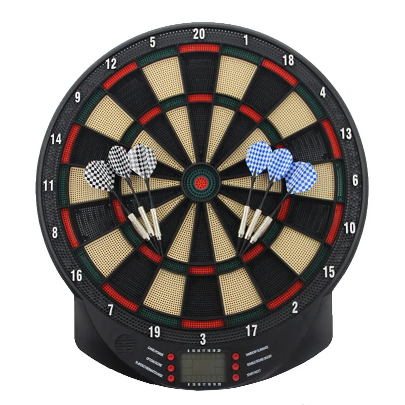 

Electronic Darts Board Set Automatic LCD Scoring Display Score Dart Plate Board With Voice 27 Games With 6pcs Soft Darts 15 Inch