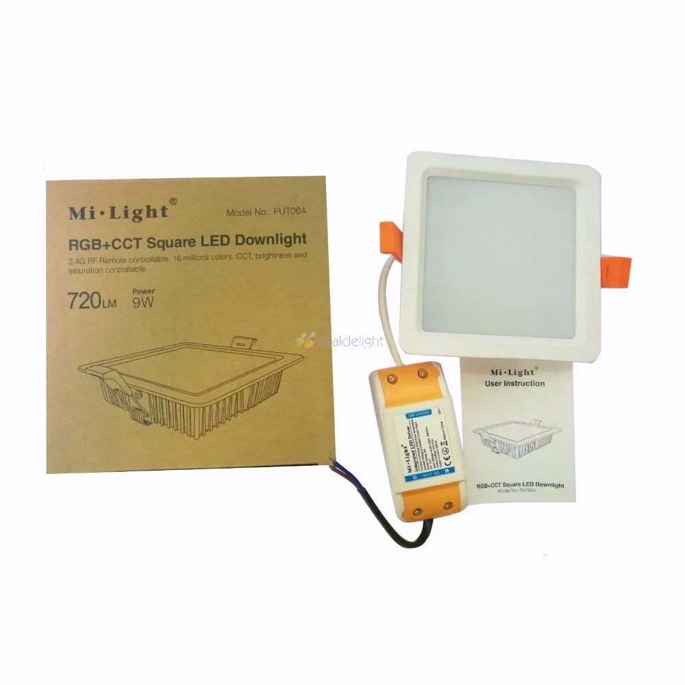FUT064 Milight 9W RGB+ CCT Квадратный светодиодный светильник AC100~ 240 V, FUT089 8-Zone RGB+ CCT пульт дистанционного управления Wifi ibox2