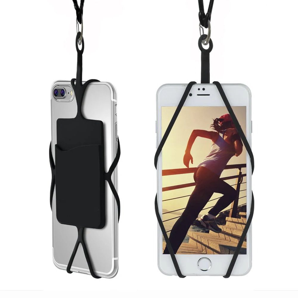 

For Oukitel C10 5.5 inch Cover Silicone Card Holder Elastic Rubber Cell Phone Case For Oukitel C12 Pro With Neck Strap