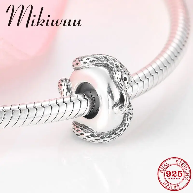 

Hot sale 925 Sterling Silver python Stopper spacer beads fit Charm Original Pandora Bracelet Bead For Jewelry Making