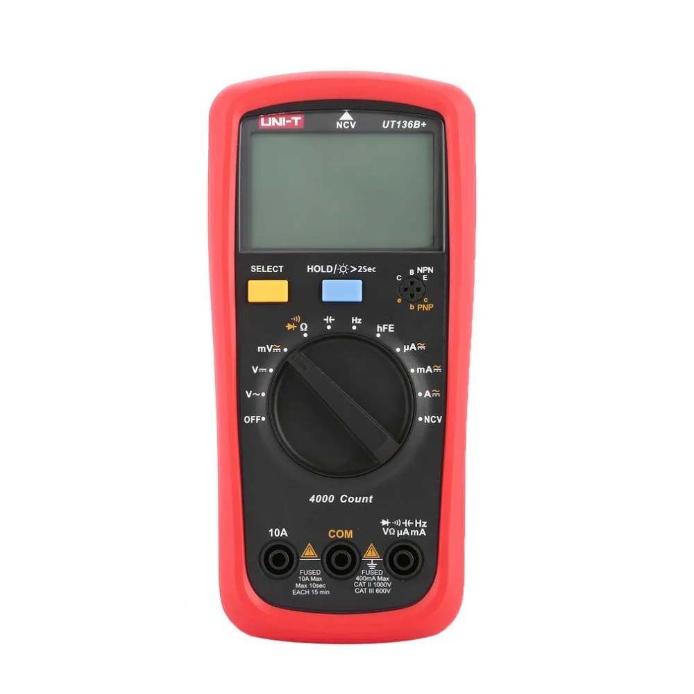

Digital Multimeter UNIT DC/AC Voltage Current Meter Handheld Ammeter Ohm Diode NCV Tester 4000 Counts Multitester No Contact