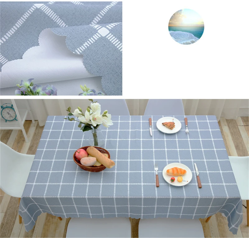 Pastoral Plaid Rectangular Waterproof Tablecloth Fabric Pvc Tea Table Cloth Waterproof Oilproof For Table Cover Plastic For Home