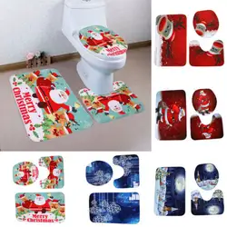 3 шт. Санта-Клаус, туалет покрытие сиденья коврик Ванная Комната Набор рождественских украшений новогодний декор