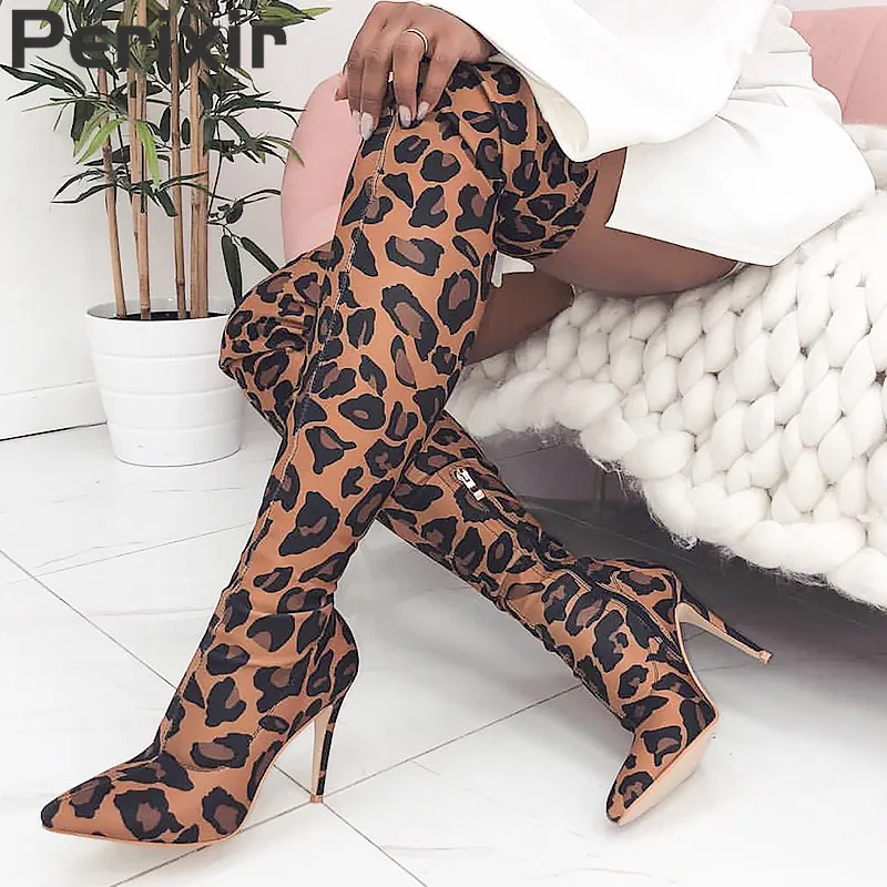 leopard knee high boots