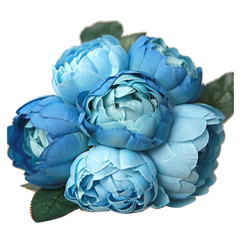 

Boutique DODA 1 Bouquet 6 Heads Artificial Peony Flower Bridal Home Wedding Garden Decor, Blue