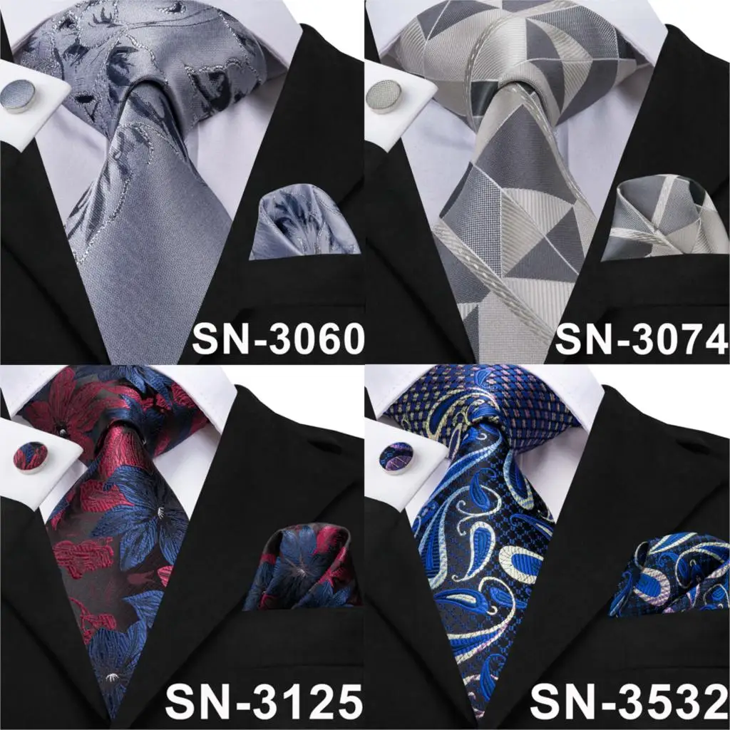 Hi-Tie, мужские клетчатые галстуки, Синий Шелковый клетчатый галстук, набор, карманные Квадратные запонки, деловой Свадебный галстук, подарок для отца, официальный