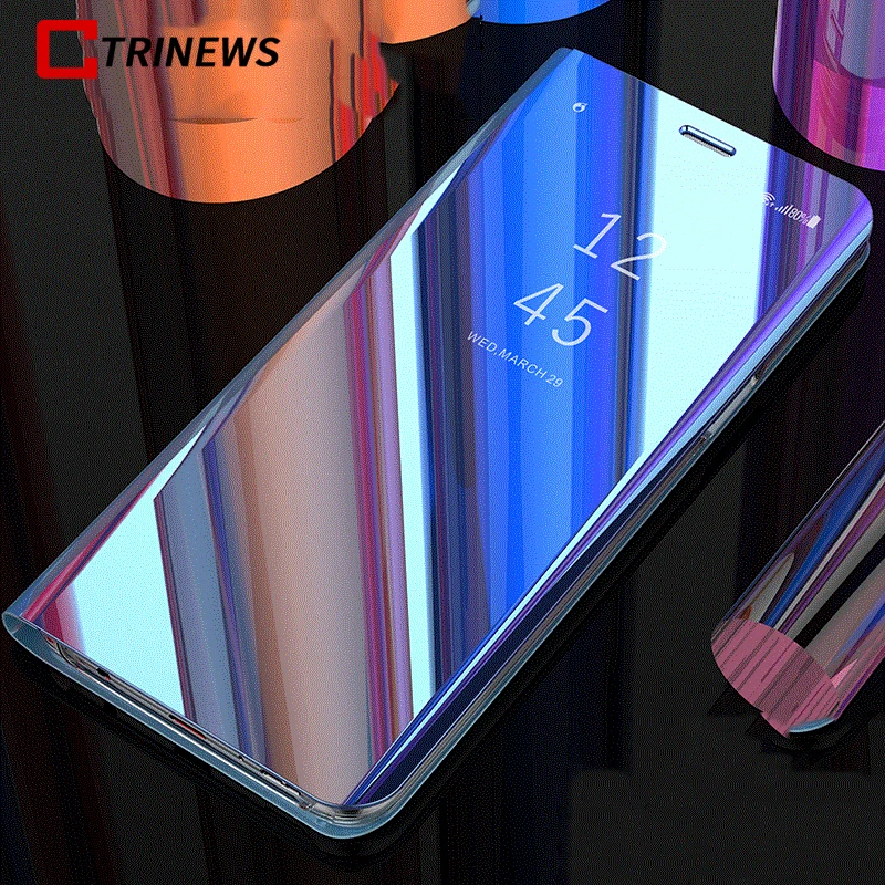 Smart Phone Case For Samsung Galaxy A6 A5 A7 A8 2018 Mirror Clear View Leather Cover For Samsung S9 Plus Note 8 S8 S7 Edge Case