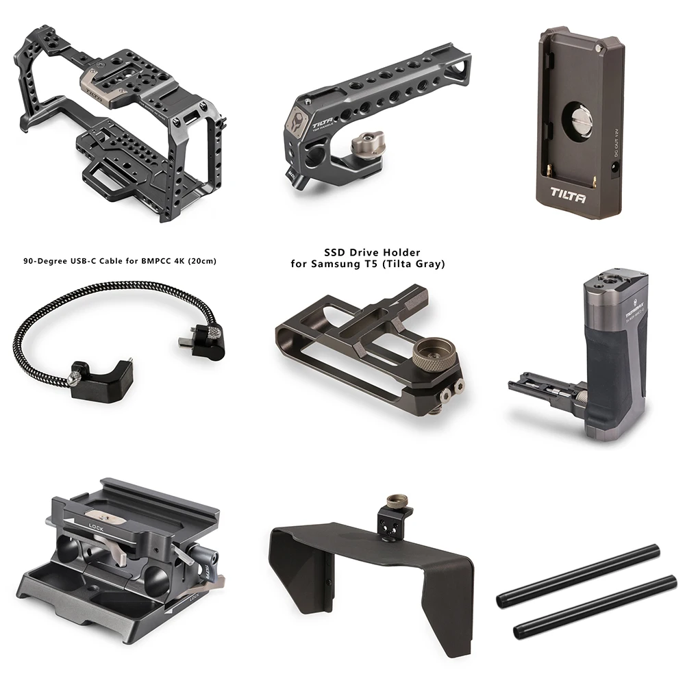Tilta-TA-T01-A-G-Full-Camera-Cage-Top-Handle-Wooden-Side-Handle-F970-Battery-Plate