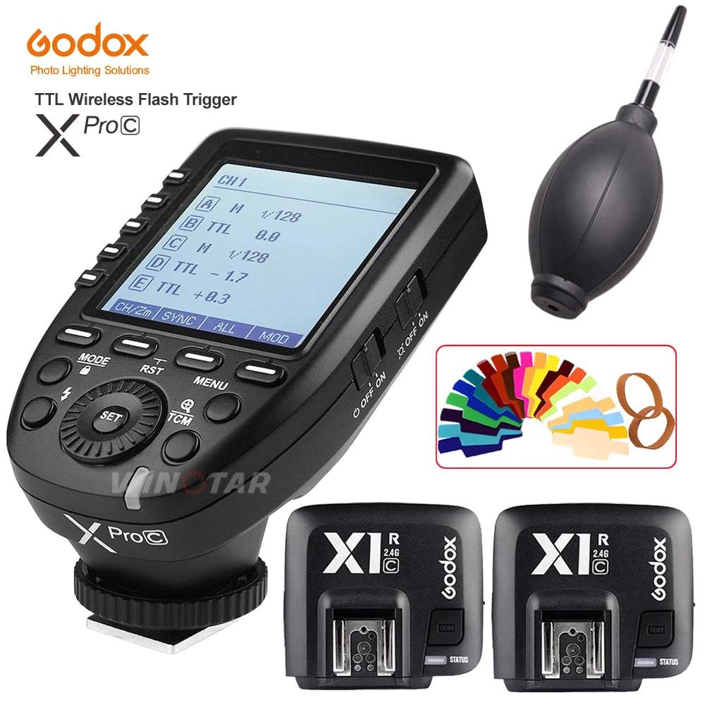  Godox XPro-C Wireless Flash Trigger Transmitter X System for Flash Support E-TTL II Auto HSS + 2PCS